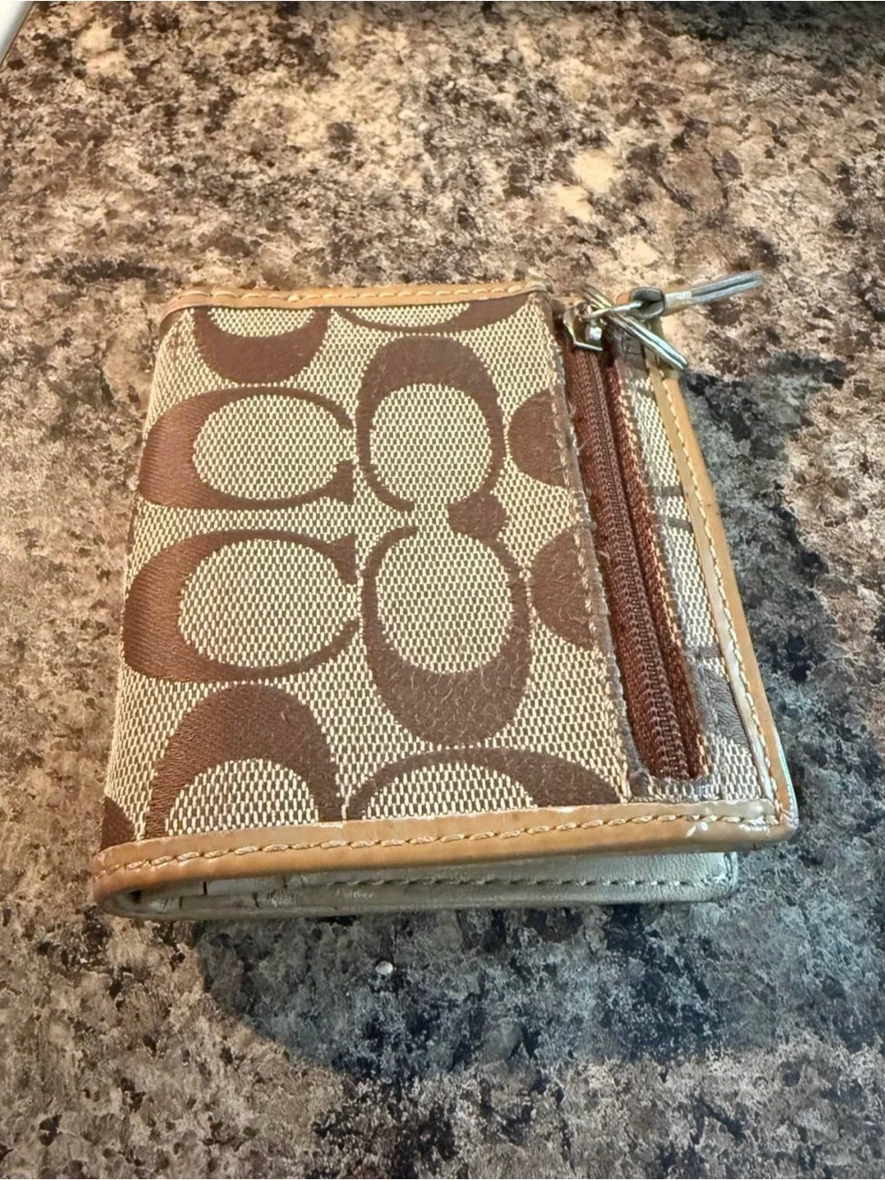Coach wrist wallet Brown and Tan Signature Canvas